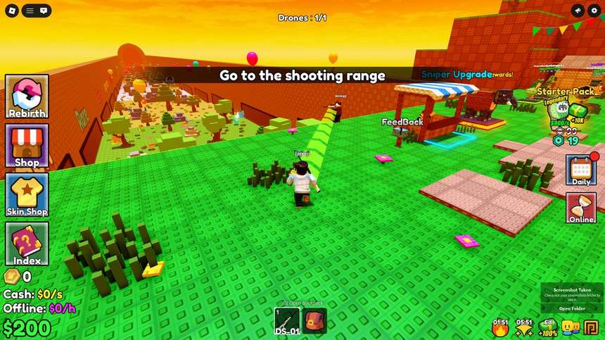 Go to the shooting range prompt with a glowing path