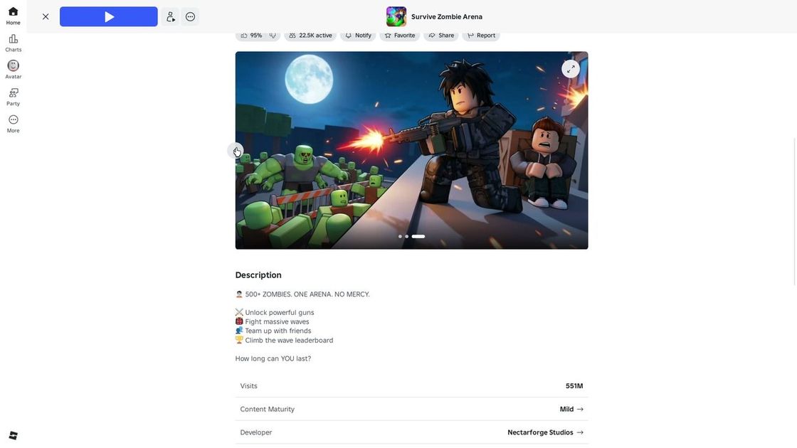 Roblox game page