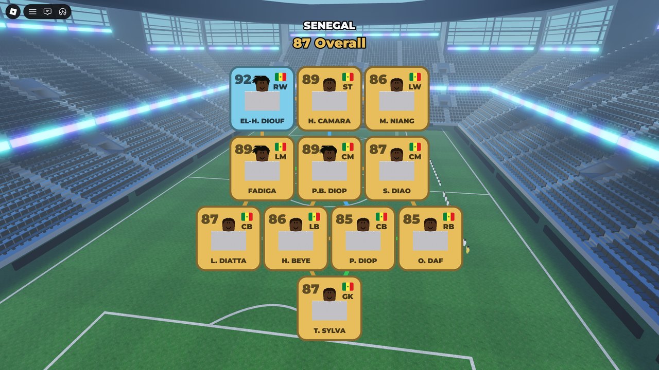 The opponent's squad: Senegal, 87 Overall, all eleven cards