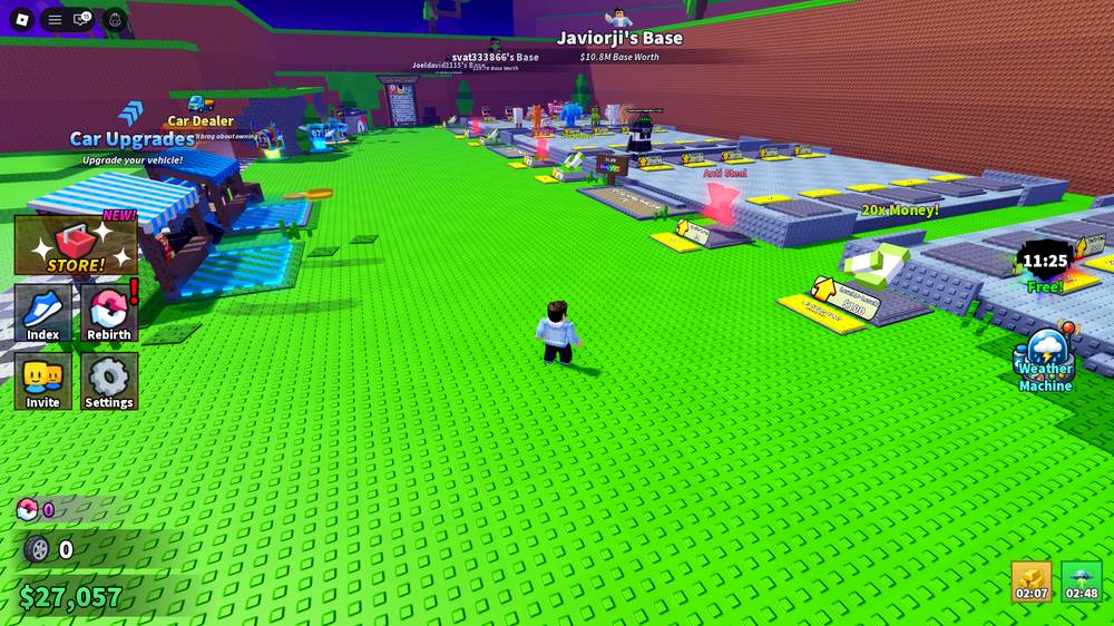 Base overview with Car Dealer and Car Upgrades vendors and plot pads