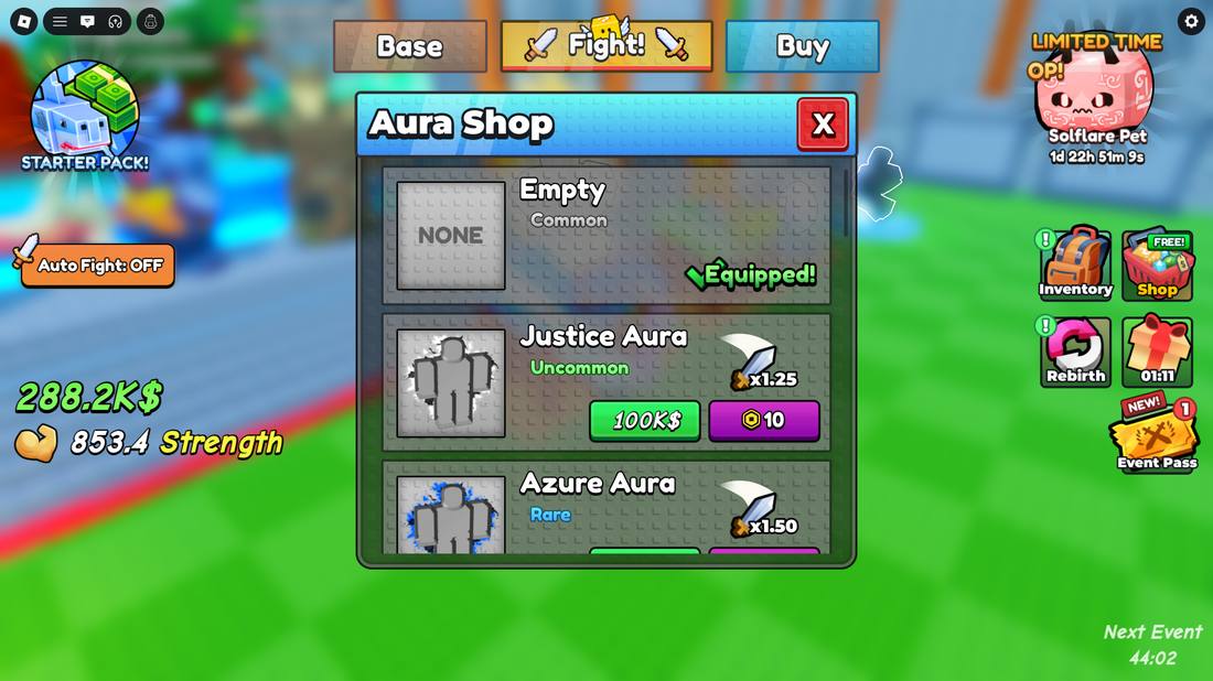 Aura shop with multipliers