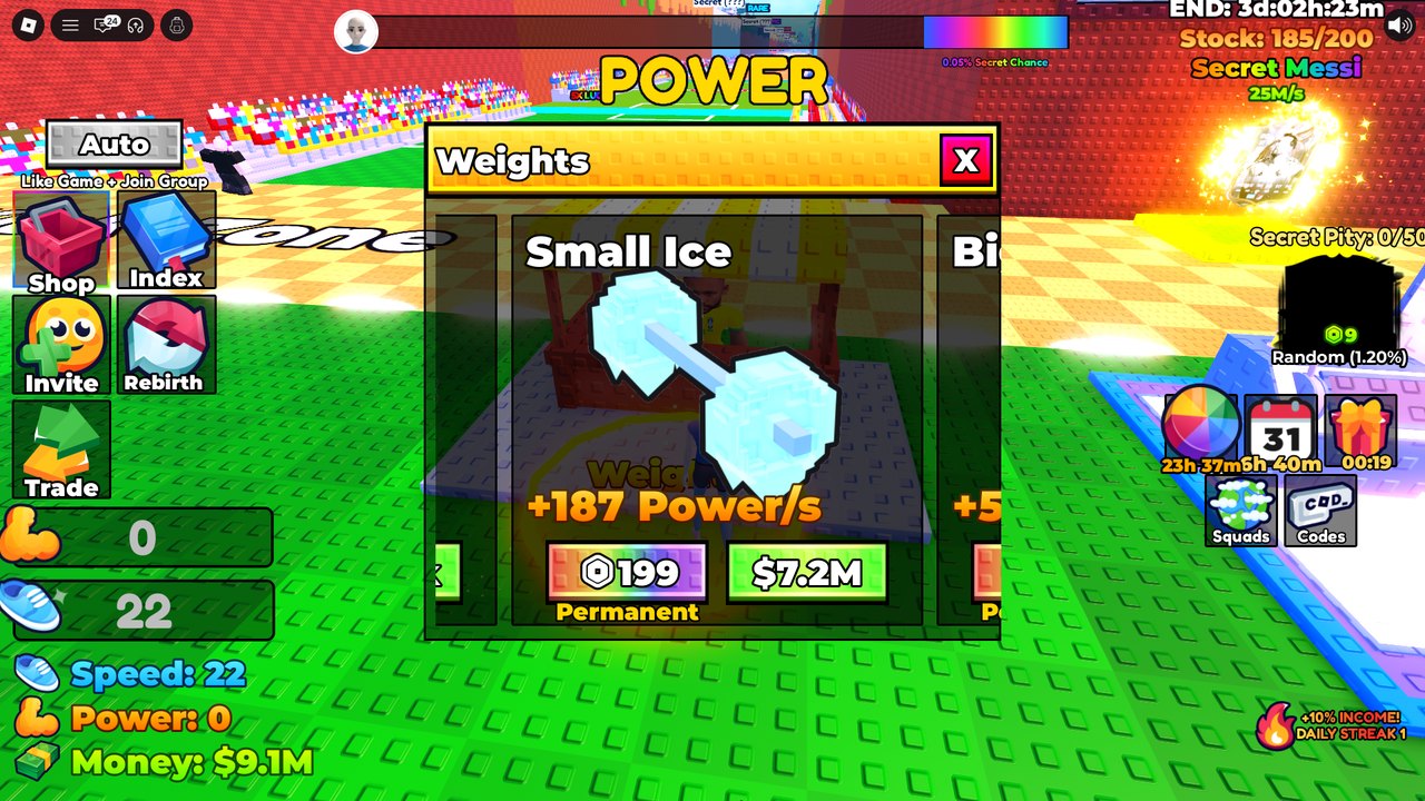 Weights stall: Small Ice +187 Power/s for ◈199 OR $7.2M — dual price