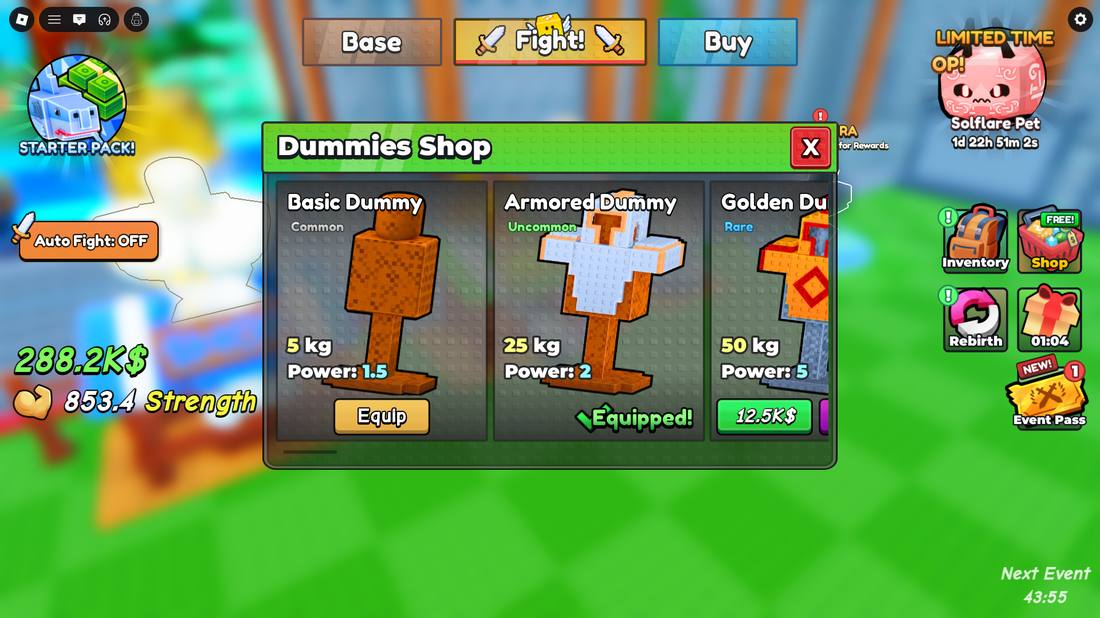 Dummies shop with power tiers