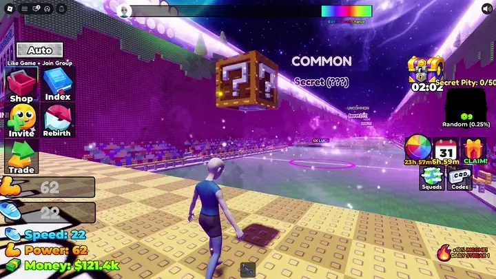 The kick: a lucky block flies a galaxy lane, COMMON and Secret (???) float up