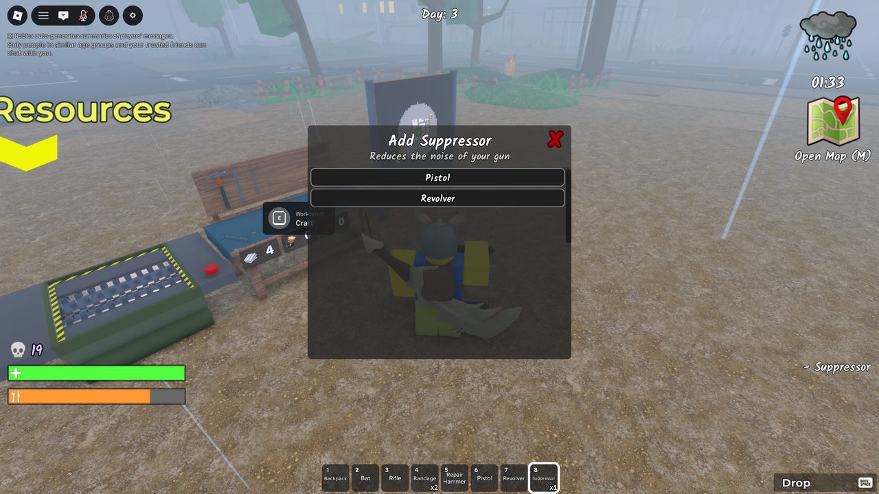 The Suppressor is a modular attachment β you pick which gun (Pistol or Revolver) it goes on.