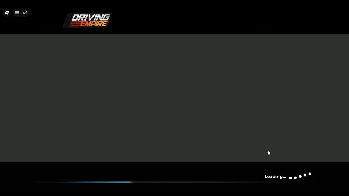 Driving Empire loading screen. Next comes the screen with the two buttons, Play / Shop.