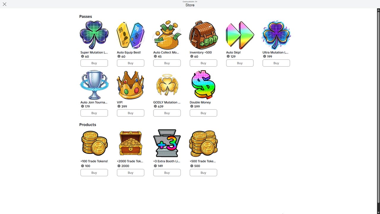 Витрина Roblox: десять геймпассов от 45 до 639 робуксов и четыре продукта