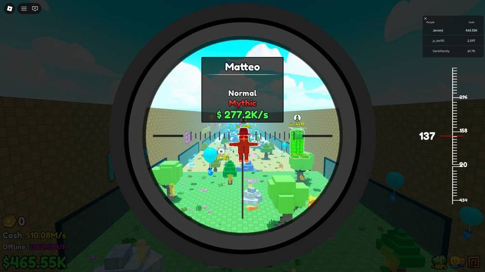 Scope view targeting a Mythic brainrot worth 277.2K per second