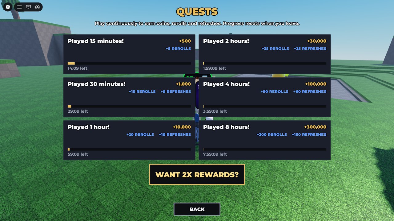 Quests at 20:42 after the cup: the 15-minute rung has 14:09 left