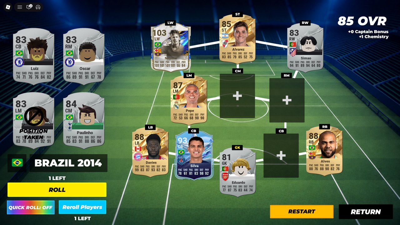 Draft: Brazil 2014, one of four players marked POSITION TAKEN, squad nearly built