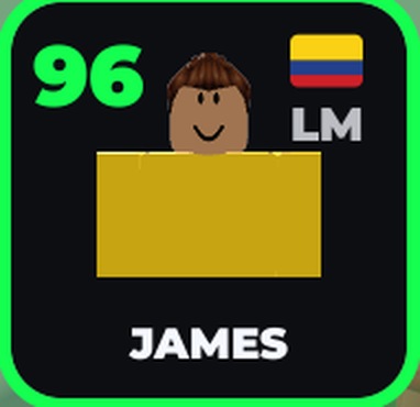 A Neon card: 96 LM James, Colombia, black card with a bright green border