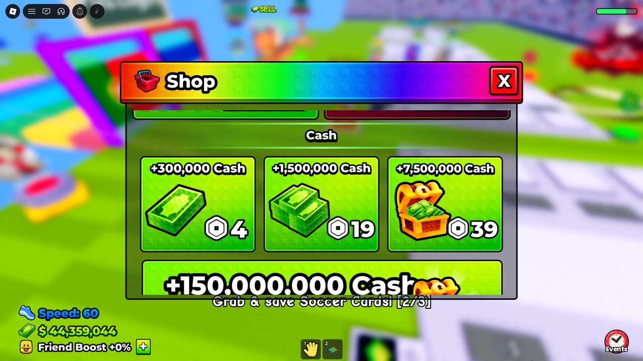 The cash shop: bundles at 4, 19, 39 and 99 Robux