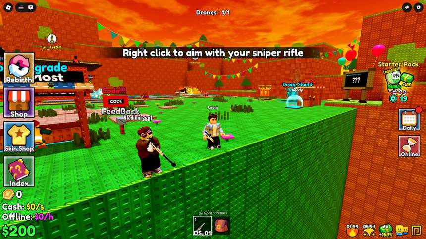 Right click to aim prompt with two players holding snipers