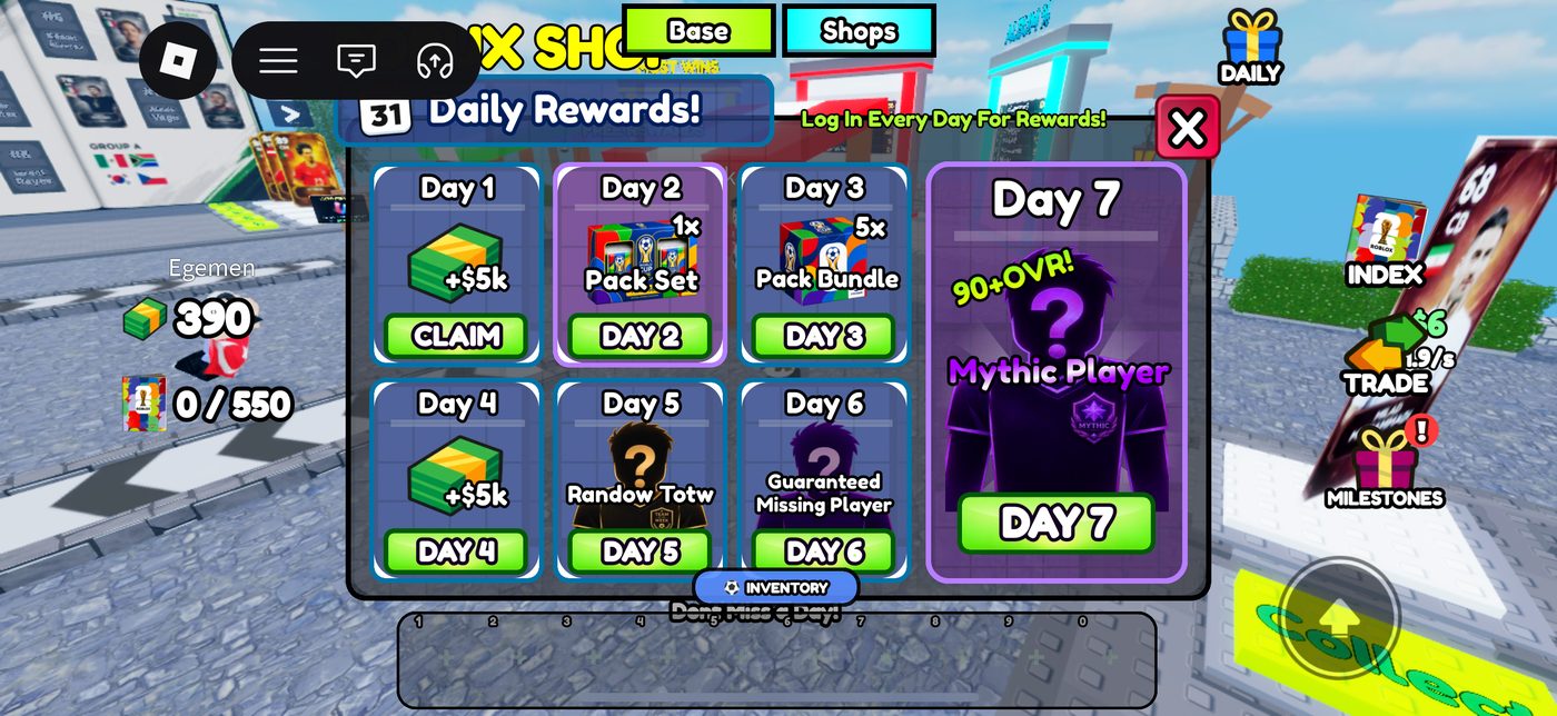 7-day daily login ladder