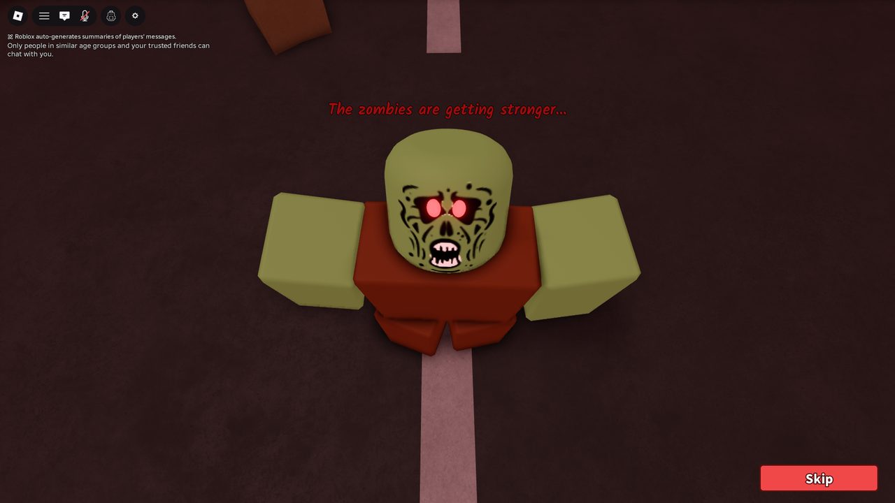 The escalation cutscene: a scarred, red-eyed zombie under a blood moon. The game tells you difficulty just went up, so a wipe never feels random.