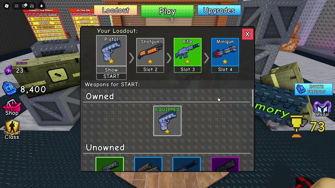 Loadout screen