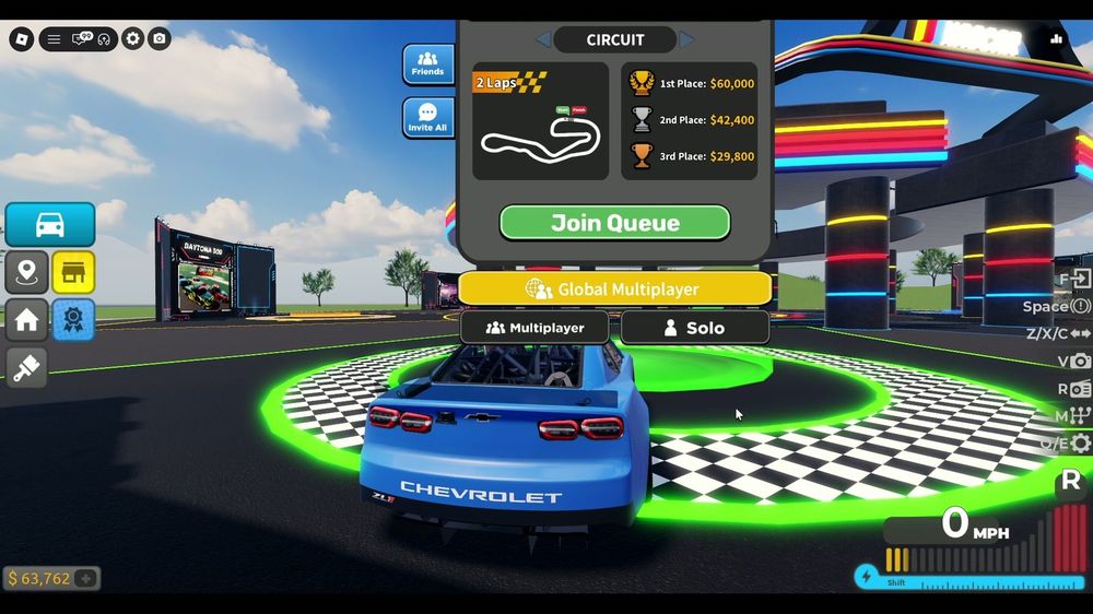 Phoenix Circuit: 2 laps, prizes 1st $60,000 / 2nd $42,400 / 3rd $29,800, Join Queue. 