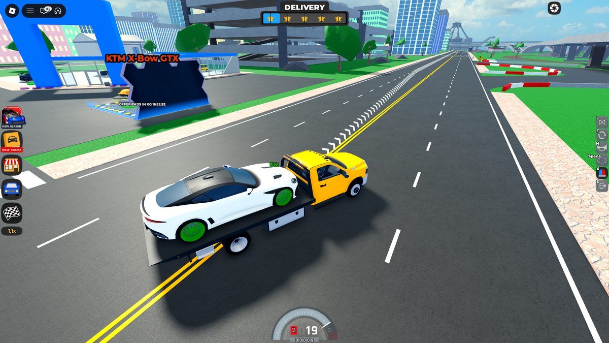 Towing configured car